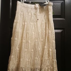 Beautiful Open Crochet Skirt-Cream-NWT-1X
